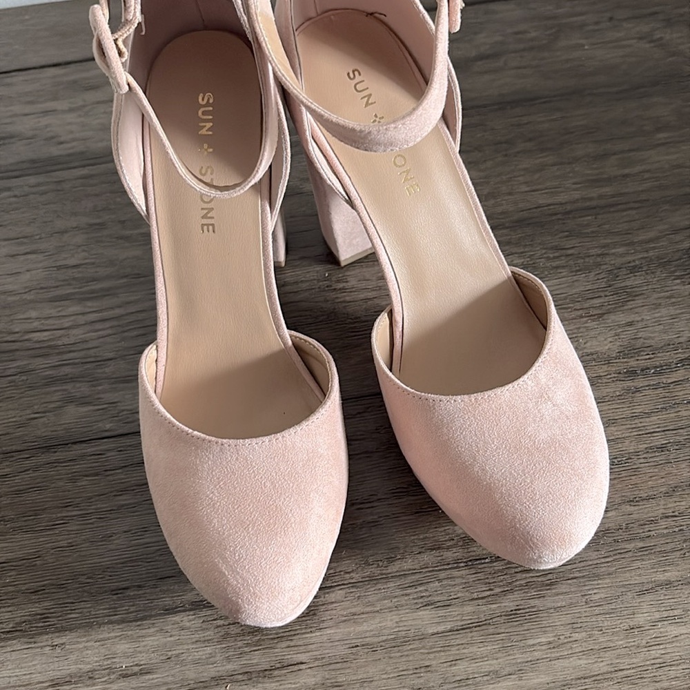 NWT [Sun + Stone] Estrella Block-Heel Closed Toe Pump Heels Rose Womens 8.5, 9.5 - Picture 7 of 16